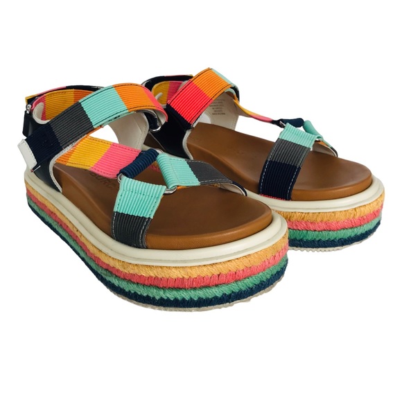 Tory Burch Shoes - Tory Burch Sport Strappy Platform Sandals Muti Colored Patchwork Rainbow